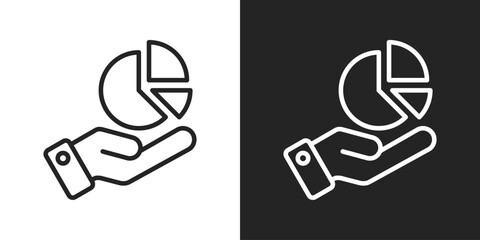 Data Investment Icon In Black And White Line Style