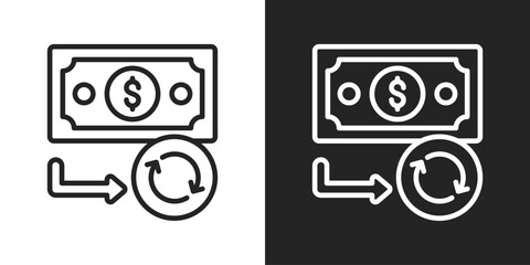Money Circulation Icon In Black And White Line Style