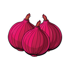 Fresh organic red onion bulb, cut raw vegetable ingredient isolated on white background