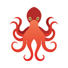 Funny vector illustration of a red fish, a happy red bird, and an abstract silhouette art design