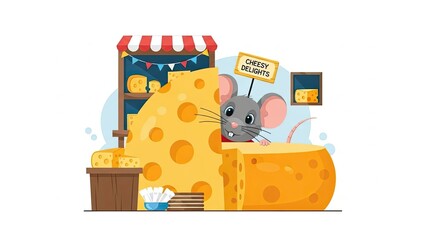 Cheesy Delights Swiss Cheese Restaurant Cartoon Mouse Animation