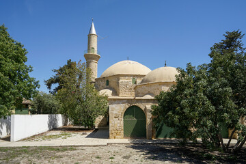 Historic mosque Hala Sultan Tekke, important Muslim pilgrimage and tourist landmark, Larnaca, Cyprus