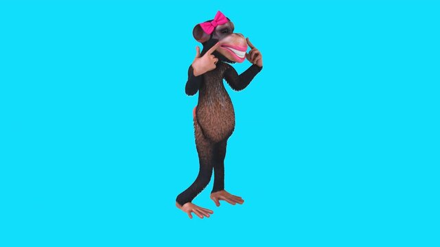 Fun 3D cartoon happy monkey (with alpha channel)