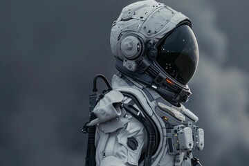 Fototapeta premium Astronaut wearing a futuristic spacesuit explores a new planet in this stunning image of space exploration
