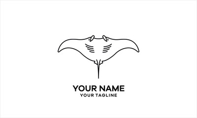 Minimalist Manta Ray Logo Vector Icon - Ocean Marine Animal Line Art Design Symbol logo design.