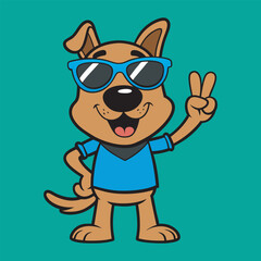 Dog peace sign wearing coloring sunglass clip art vector art illustration 1