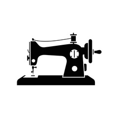 “Vintage Sewing Machine Icon – Tailor Equipment Silhouette Vector”