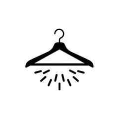 “Clothes Hanger with Spray Icon – Laundry Freshening Silhouette Vector”