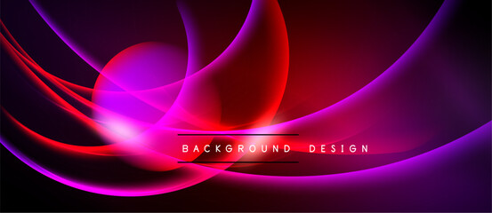Abstract flowing shapes, vibrant magenta, red hues. Dark background creates dramatic visual impact. Modern design element.