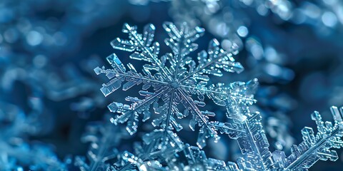 A closeup shot of a beautiful and intricate symmetrical snowflake design