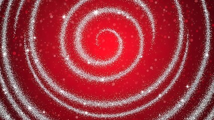 Sparkling white spiral on a deep red textured background with subtle glitter