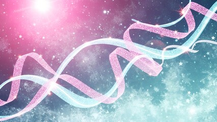 Abstract cosmic swirls of pink and blue light with sparkling stars