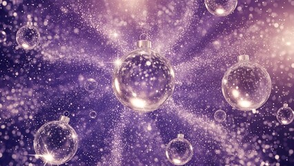 Sparkling disco ball reflecting lights amidst a cosmic purple nebula background