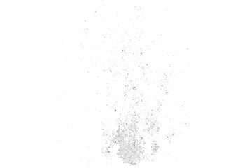 Fototapeta premium A dynamic burst of white particles erupts upwards from a central base transparent background, forming a textured, abstract, high-contrast visual