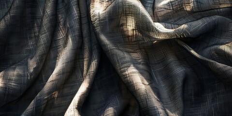 Abstract artistic composition of draped fabric with textural metallic accents