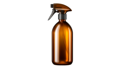 Amber glass spray bottle with trigger mechanism, perfect for eco friendly cleaning products, home care solutions, and organic beauty formulations for commercial use.