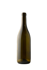 Empty Burgundy Style Wine Bottle on White Background