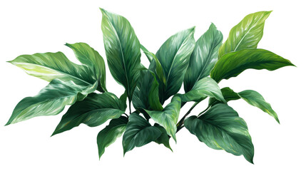 Lush tropical leaves in vibrant green hues create a beautiful botanical arrangement, perfect for naturethemed projects and natural beauty promotions.