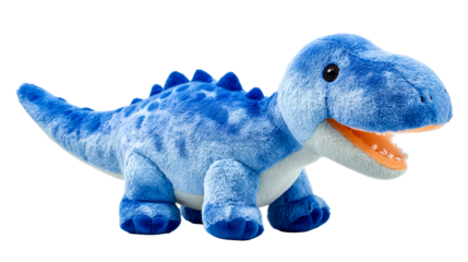 Adorable plush blue dinosaur toy with orange mouth and pointy spikes on back, perfect for childrens toys, decor, and storybook themes, offering playful charm for various applications.