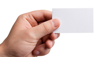 Hand presenting a blank business card for contact information or promotional messages, ideal for corporate identity and marketing purposes
