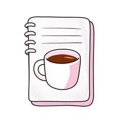 A Warm Coffee Cup on Notebook Page
