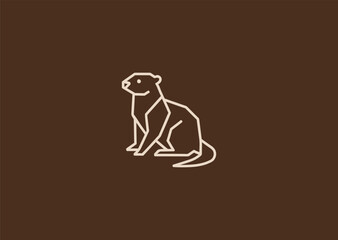 A simple geometric line otter logo with smooth rounded shapes forming its playful body, symbolizing friendliness, curiosity, and natural agility