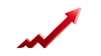 Red upward trending arrow symbolizing growth and success, perfect for financial reports and business strategy presentations