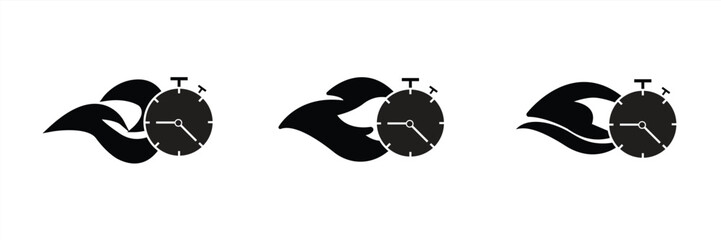 Fast time icon set. Fast time or quick time icon logo design symbol, vector illustration