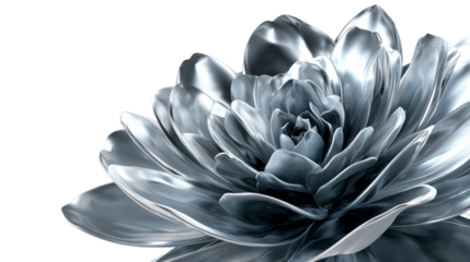 Metallic Lotus Flower Sculpture Abstract Shape for Luxury Branding and Sophisticated Decoration Projects with Reflective Surface Texture