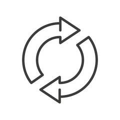 Double back arrow icon, replace, spin arrow icon, rotation two arrows, recycle, exchange linear sign on white background, vector illustration