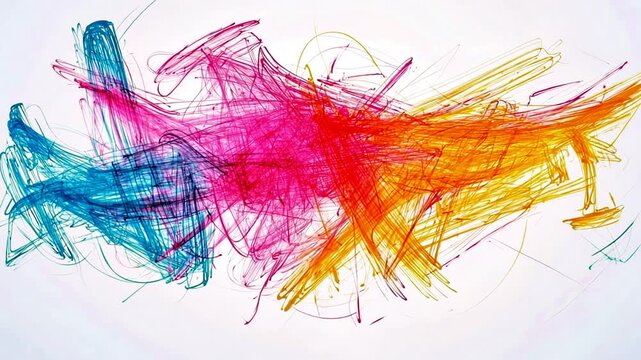Chaotic colorful scribbles messy lines video