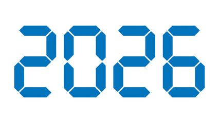 Digital Display of the Year 2026: A modern representation of the upcoming year, boldly displayed in a clean, digital style. Representing future technology.