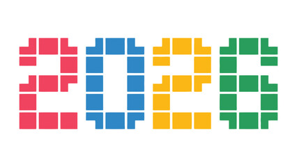 2026: A vibrant and modern design showcasing the year 2026, composed of colorful geometric shapes, representing a futuristic and dynamic outlook.
