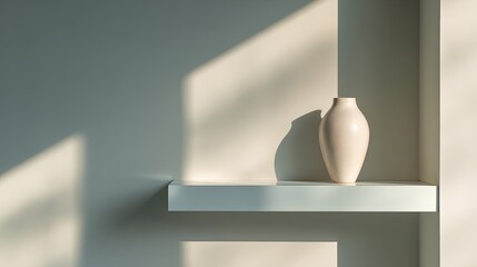 Minimal vase in sunlight Simple home decor with geometric shadows.