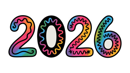 Vibrant Year Ahead: A colorful illustration of the year 2026, filled with swirling patterns and energetic hues, symbolizing hope and optimism for the future.