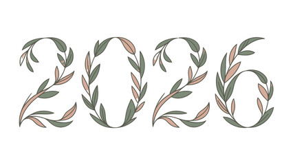 Numeral 2026 floral design : 2026 artfully crafted with floral elements, symbolizing growth, renewal, and the beauty of the natural world.