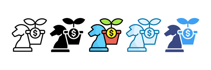 Investment Strategy Icon Set Multiple Style Collection