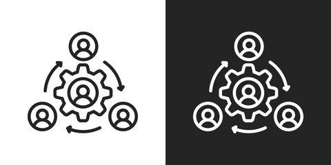 Outsourcing Icon In Black And White Line Style