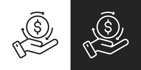 Roi Icon In Black And White Line Style