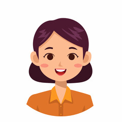 Flat vector cartoon character with cheerful eyes and a wide friendly grin
