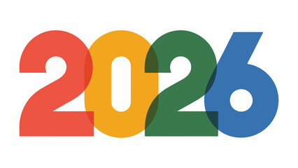 Visualizing the Year 2026: The colorful number 2026 boldly presented on an isolated background. A symbol of future and time. 