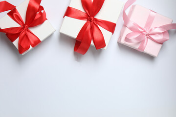 Christmas gift. Top view of the image on a white background with space for decoration.
