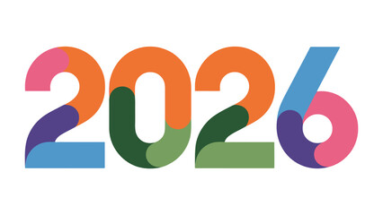 Colorful Typography of the Year 2026: A vibrant and modern design highlighting the year 2026, perfect for conveying themes of futurism and technological advancement.