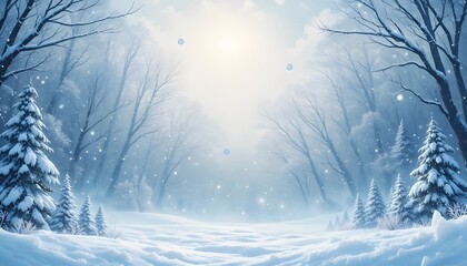 Vector winter background featuring cold Christmas scenery with snowfall and sparkling ice crystals