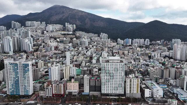 Busan city view, Drone footage, South Korea