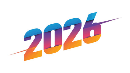 Vision for 2026: A vibrant and modern representation of the year 2026, rendered in dynamic typography, radiating progress and future potential. © Ajm