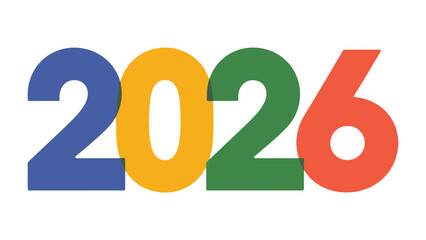 Bold and Colorful Year: The vibrant digits 2026 leap off the image, showcasing the promise of the future through vivid hues and clean lines.