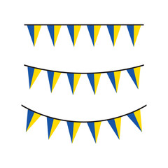 Seamless flag of Ukraine party bunting border. Flat design illustration.	
