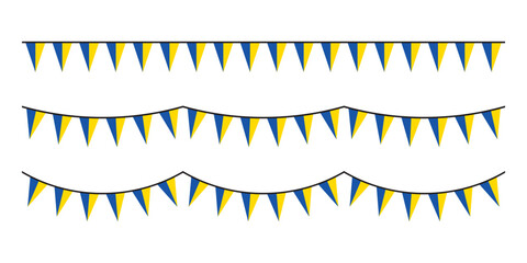 Seamless flag of Ukraine party bunting border. Flat design illustration.	