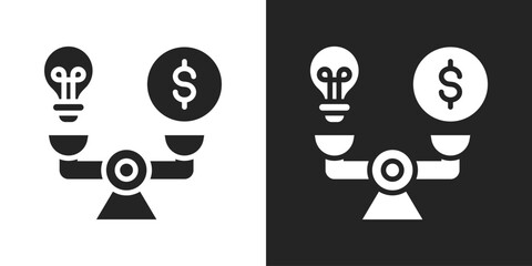 Break Even Point Icon In Black And White Glyph Style